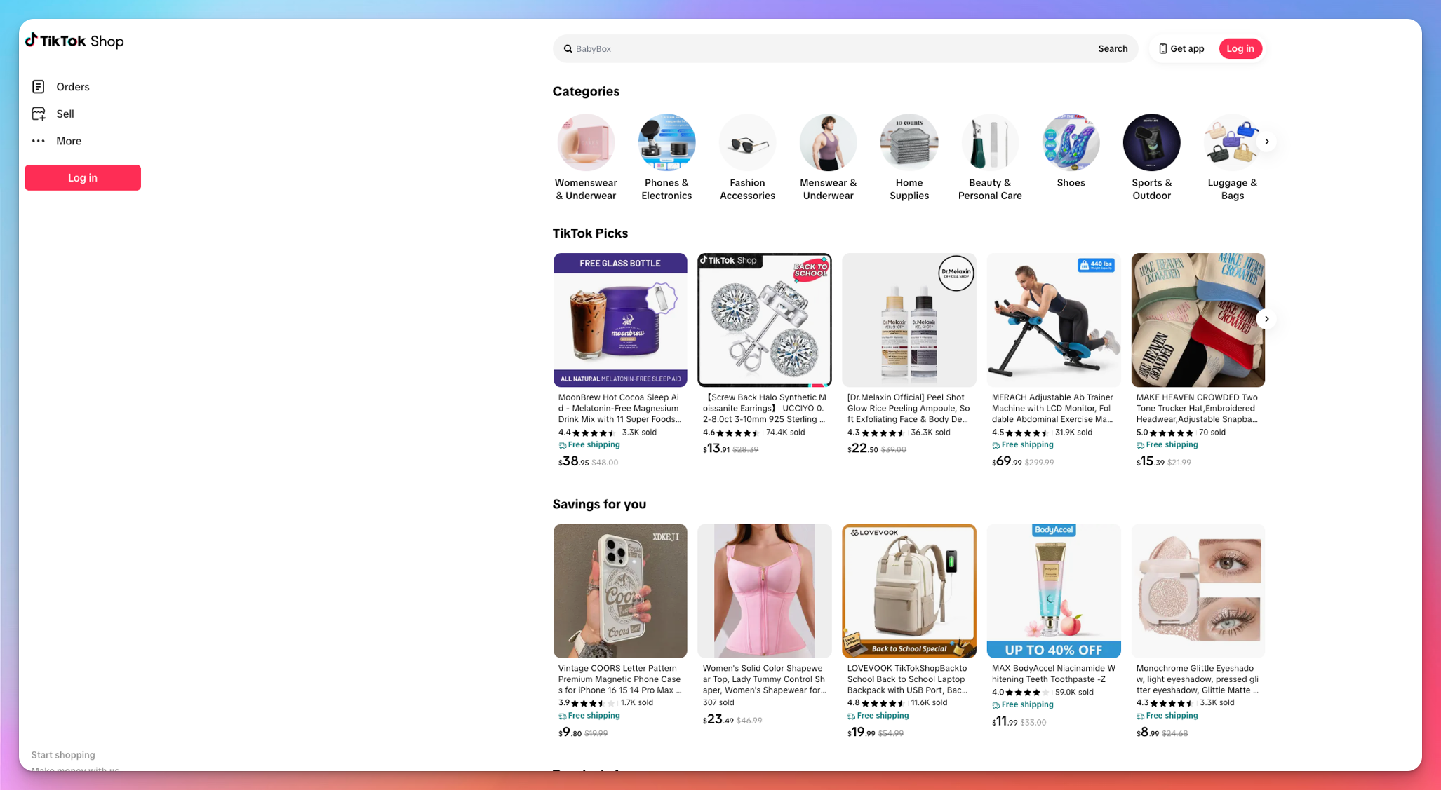 Screenshot of the new TikTok Shop