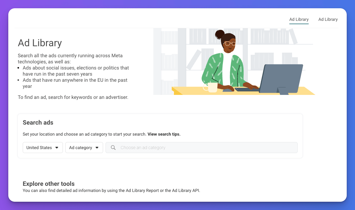screenshot of Meta Ad Library