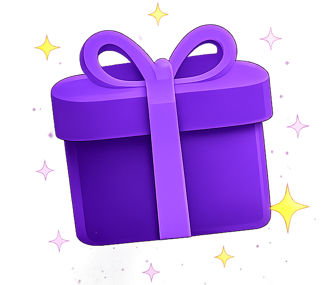 Purple gift box representing 100 free ScrapeCreators credits